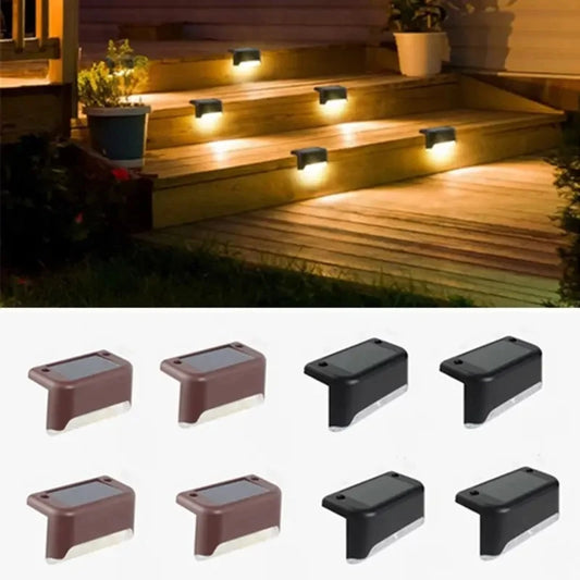 Outdoor Solar Deck Lights, Pack of 4, Decorative Outdoor Lights, Solar Garden Lights, Outdoor Fence Lights, Solar Step Lights,