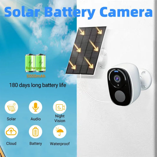 4G Solar Camera 5MP Wireless Outdoor Security Camera with Color Night Vision/Waterproof PIR Motion Alarm Solar/Battery Powered