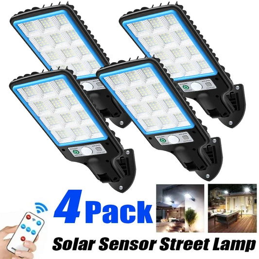 LED Solar Street Lights Outdoor 1-4 Pack Solar Lamp with 3 Light Mode Waterproof Motion Sensor Security Lighting for Garden