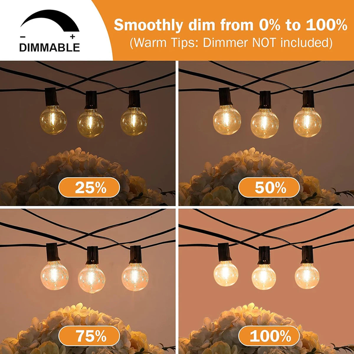 Solar String Lights Outdoor Globe Bulbs LED Outdoor Patio Solar Lamps For Patio Camping Terrace Garden Party Tree Decoration