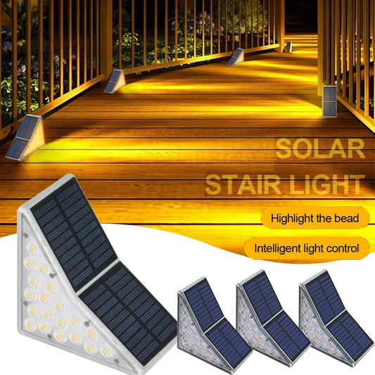 Solar Step Lights for Outside IP67 Waterproof Solar Stair Light Warm White Lighting Patio Garden Courtyard Door Sidewalk Decor