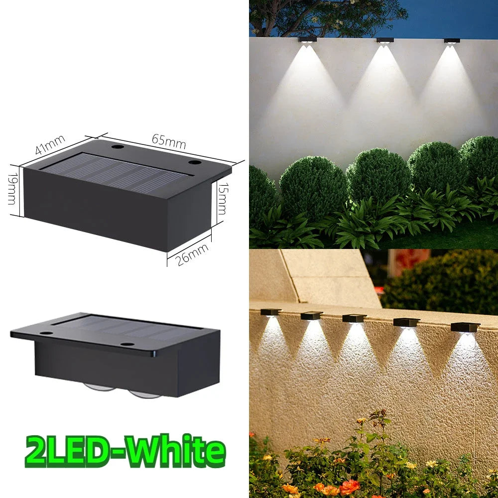 LED Solar Step Lamp Path Stair Outdoor Garden Lights Waterproof Balcony Light Decoration for Patio Stair Fence Light
