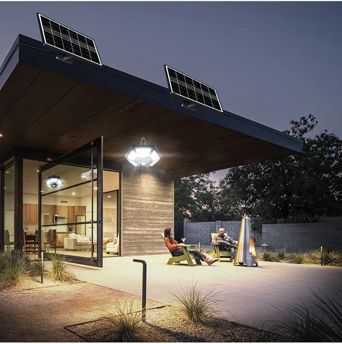 Solar Powered Shed Pendant Lamp Outdoor 5 Mode Lighting with Daytime Available Sensor Indoor Home Garage Light