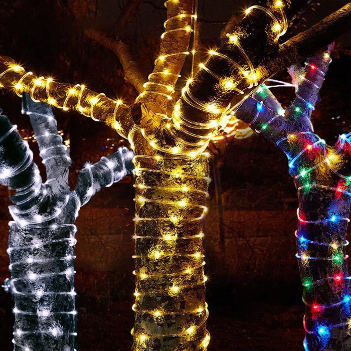 Solar Outdoor Light String Festoon LED Tube Rope Solar Garland Lamp for Summer Garden Fence Wedding Party Balcony Decoration