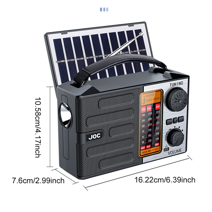 Solar Radio Portable AM FM SW Radio with Flashlight & BT Speaker Full Band Radio Emergency Radio for Outdoor Camping Emergency