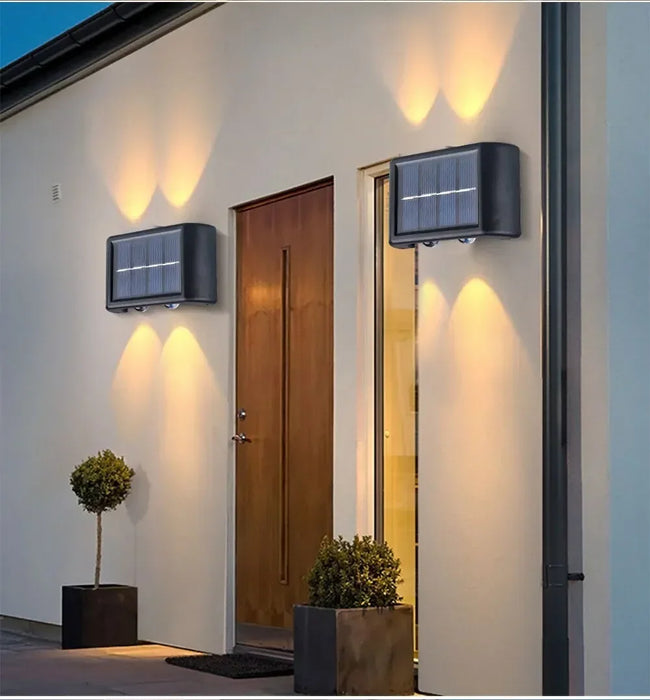 Christmas10/8/6/4LED Solar Wall Lamp Outdoor Waterproof Up and Down Luminous Lighting for Garden Fence Decoration Sunlight Light