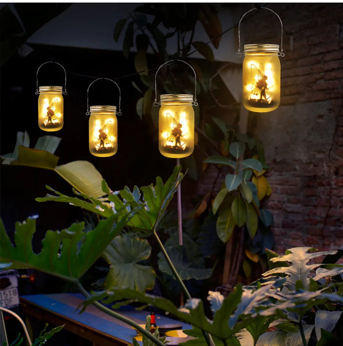 Christmas Solar Lantern Mason Jar Lights Solar Fairy Hanging Lanterns For Outdoor Yard Lawn Garden Decor Jar Light for Xmas Gift