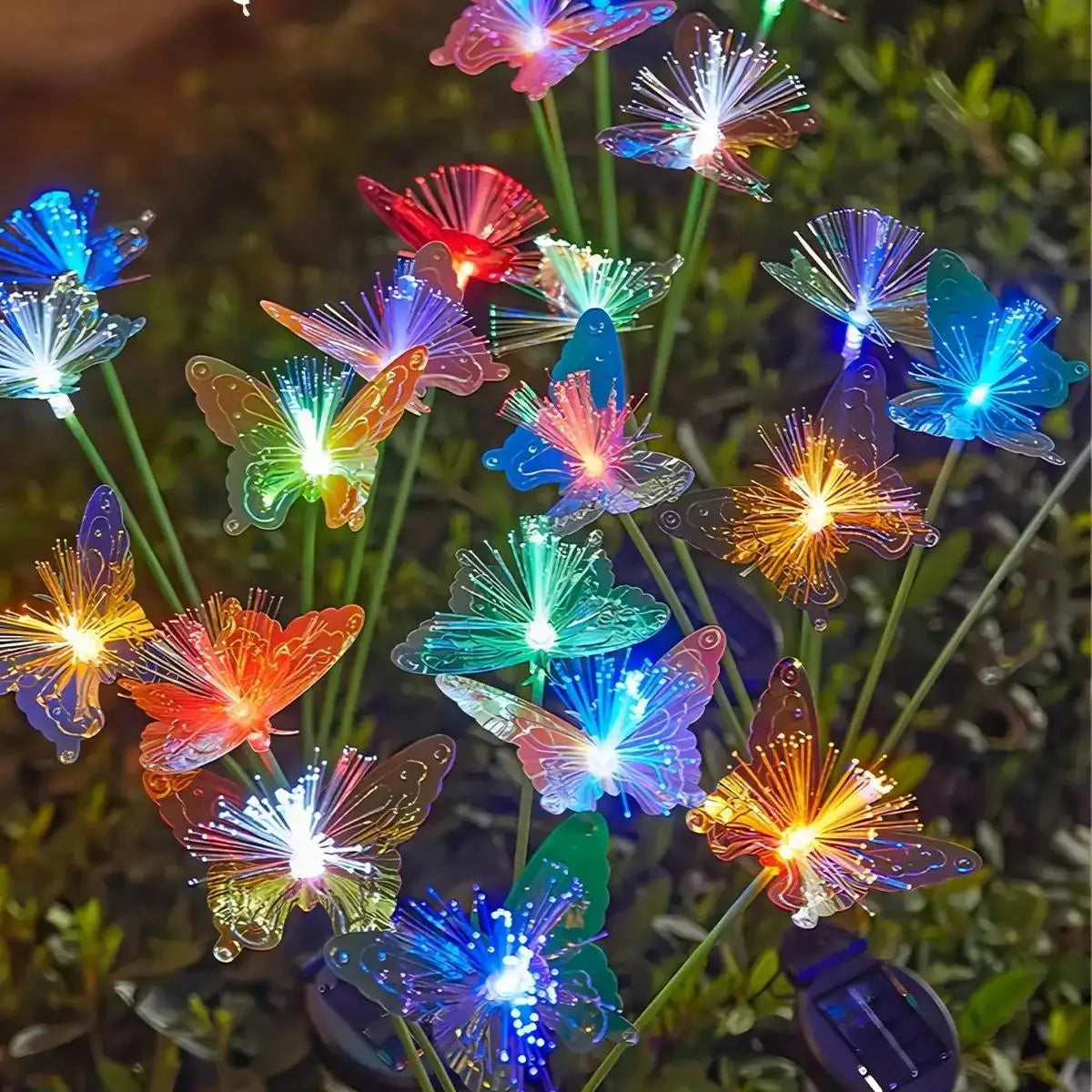 Solar Led Butterfly Flower Light Lights For Outdoor Garden Patio Lawn Ground Pathway Stake Lamp Decor Decoration Yard Waterproof