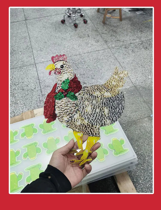 Courtyard Christmas Led Solar Night Lights Outside Garden Decoration Ornaments Chicken Hen Glowing Pastoral Chickens Lamps 2024