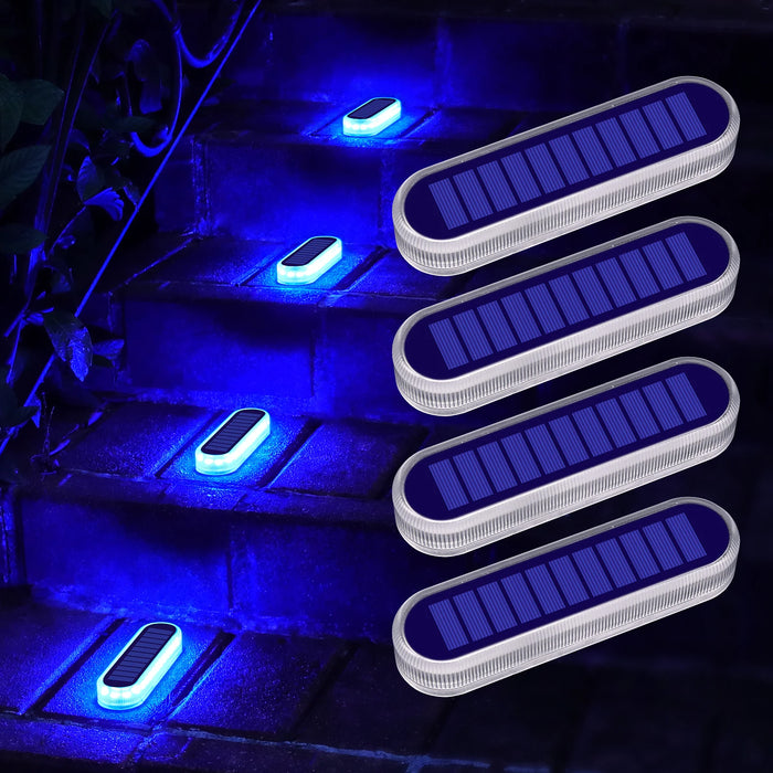 Solar Deck Lights 4 Pack Outdoor Step Lights Waterproof IP68 Led Solar Garden Lights for Railing Stairs Fence Yard Patio Pathway