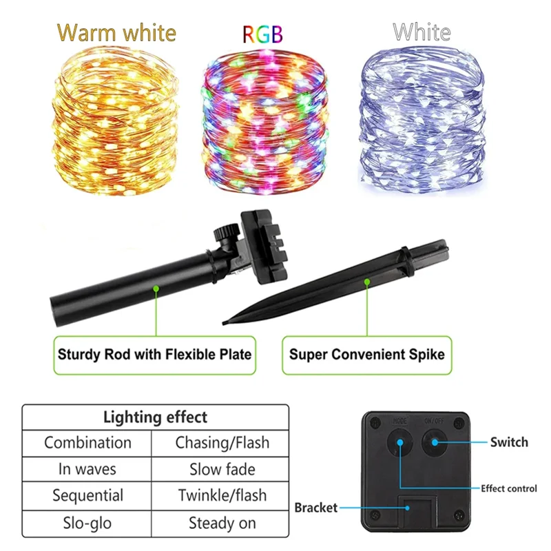 Solar String Fairy Light Ultra Long Outdoor Festoon LED Copper Waterproof Christmas Garland Decoration Garden Solar Lamp Decor