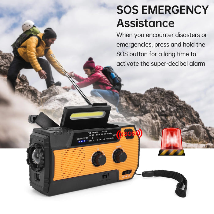Multi-function Emergency Radio Hand Crank Emergency Radio Solar Crank Portable Outdoor Radio with USB Charging and SOS Alarm