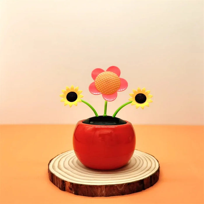 Solar Toys Cute Flower Butterfly Bee Swinging Doll Solar Car Ornament Creative Cartoon Flower Solar Desktop Ornament Decoration