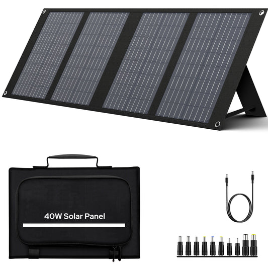 40W Foldable Solar Panel USB QC3.0 USB-C Output Portable Waterproof Battery Charger for Power Staiton Outdoor Camping Hiking