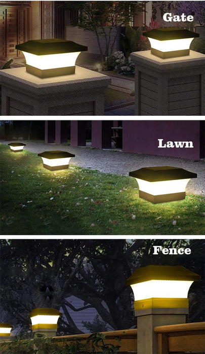 Solar Post Light Outdoor 3000K 6000K LED Fence Deck Cap Lamp for Landscape Garden IP65 Waterproof Gate Cottage Solar Column Lamp