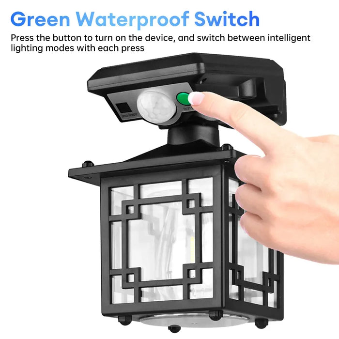 Retro Solar Motion Induction Wall Lamp Outdoor Waterproof 3 Lighting Modes Decoration Wall Light for Courtyard Garage Garden ﻿