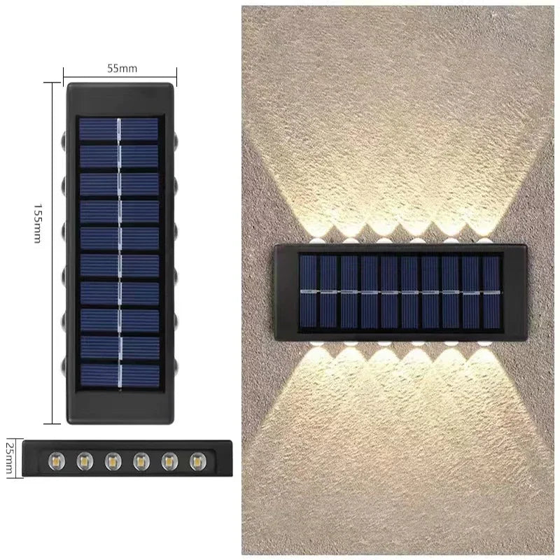 1~4Pack Solar Wall Lights Outdoor 16LED Waterproof Lamp Up And Down Convex Lens Lighting For Garden Landscape Balcony Decoration