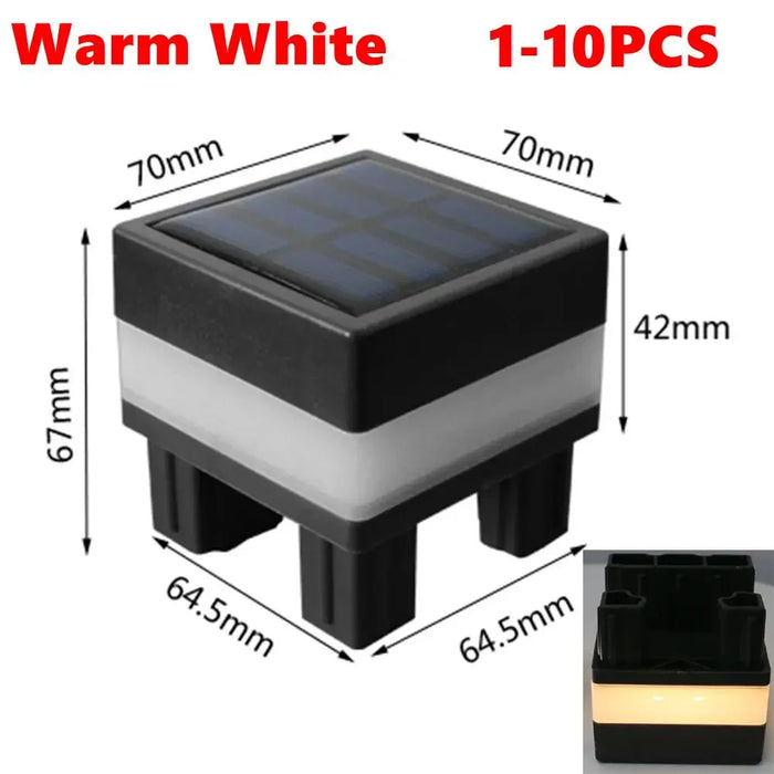 Solar LED Fence Lamp Pillar Light Solar Powered Insulating Sheet Insert Switch Waterproof Residential Corridor Fence Yard Lamp
