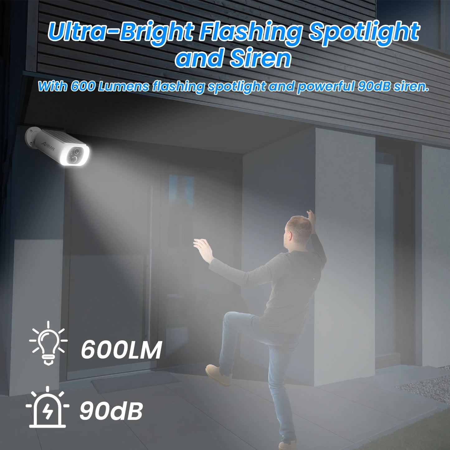 ANRAN Outdoor Solar Security Camera with Battery 3MP 2.4G WIFI Camera Battery Cloud Storage Color Night Vision Can't Add NVR