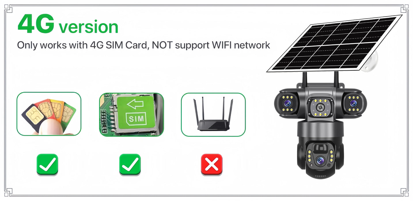 4G Solar Camera Outdoor Triple Lens Triple Screen 6K 12MP Auto Tracking IP Camera CCTV Audio Video PTZ Surveillance WIFI Camera