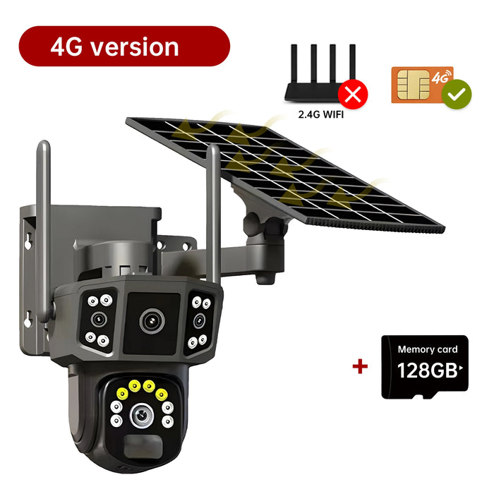 4G sim solar camera,4K dual lens, 10X,outdoor security network camera,wireless WIFI solar closed-circuit television,V380