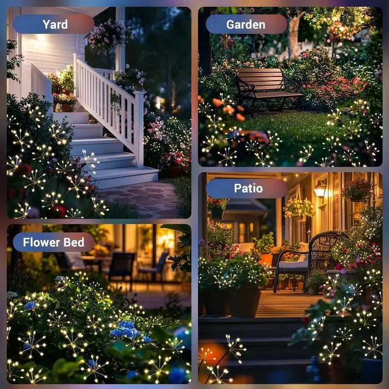 1PC Solar LED Floral Firework Garden Lights Outdoor Waterproof Lawn Lamp,Landscape Lighting For Yard,Terrace,Balcony，Path,Park