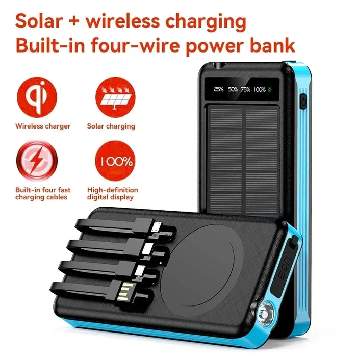 OnePlus Solar Power Bank Waterproof Outdoor Camping Portable Folding Solar Panels USB Output Sun Power For iPhone Real Capacity