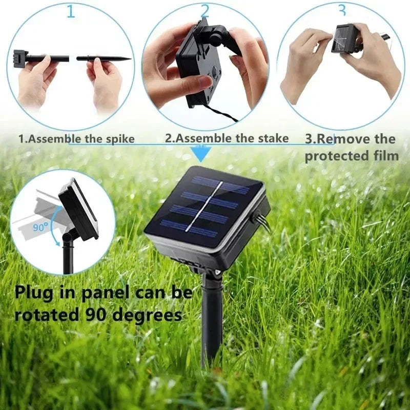 Solar Outdoor Fairy Lights LED Festoon Tube Rope String Light Summer Garden Fence Wedding Party Balcony Decoration Solar Garland