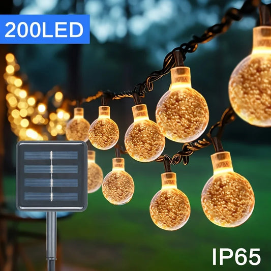 LED Solar Light String Outdoor Waterproof Christmas Decoration 200led Crystal Ball Camping Fairy Garland Garden Party Lamp