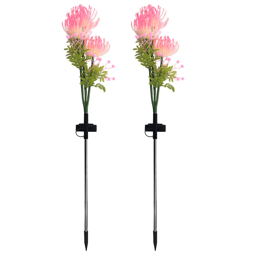 2pcs Solar Garden Lights,  Solar Flowers Lights with Glowing Flowers & Stems Solar Panel Landscape Light LED Solar Stake Lights