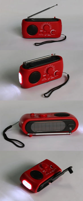 Emergency AM/FM Radio - Solar/Hand Crank/Battery Operated with Flashlight SOS Alarm Charger for Outdoor Survival Camping Storms