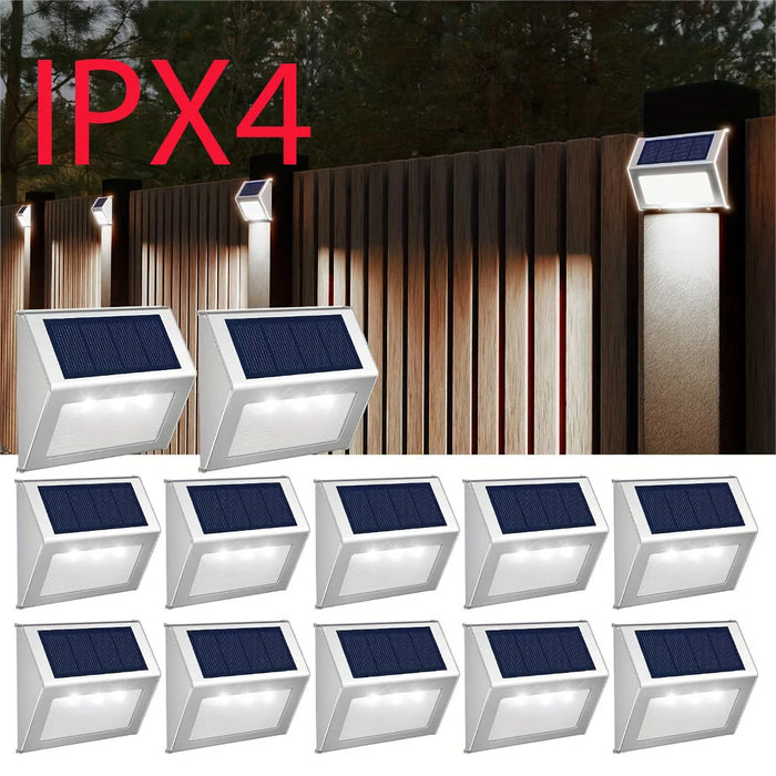 12 Solar Deck Lights, 3Led Lamp Beads Solar Outdoor Stair Lights, Ipx4 Outdoor Led Ladder Lighting Stainless Steel Led