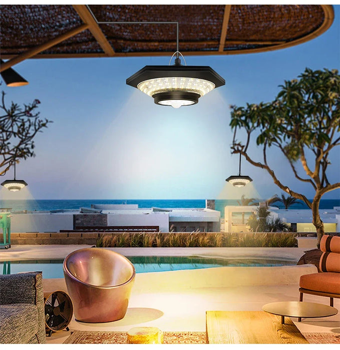 Solar Sensor Lights Dimmable for Barn Gazebo Yard with Waterproof Pendant Lights Indoor Outdoor Use Solar Garden Light