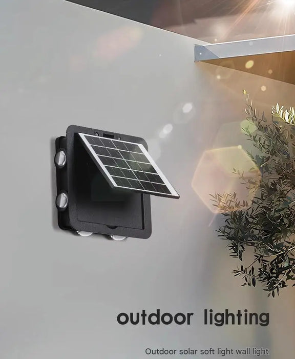 Solar Outdoor Ambient Wall Lamp Four Sided Lighting for Courtyard Garden Porch Front Door Staircase Waterproof Solar Fence Light