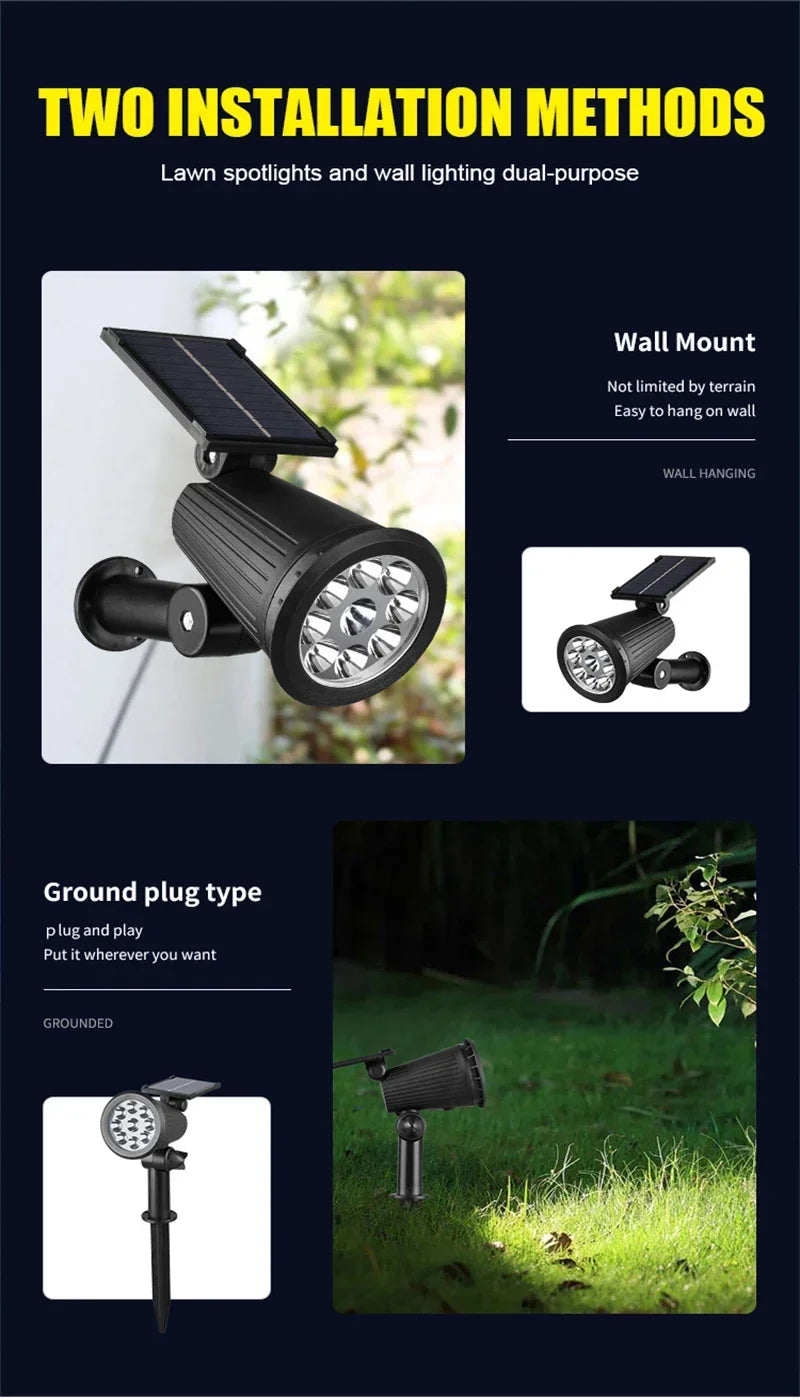 Solar Pathway Light Outdoor Waterproof Bright Monocrystalline Silicon Garden Decorate Light 9 LED Landscape Lamp for Yard Fenced