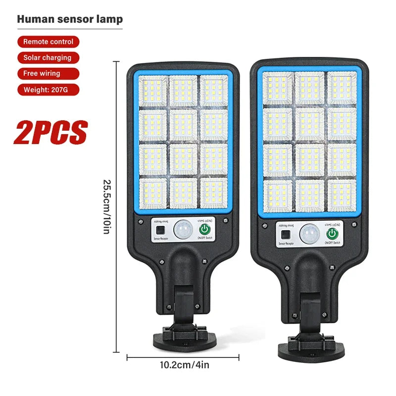 LED Solar Street Lights Outdoor 1-4 Pack Solar Lamp with 3 Light Mode Waterproof Motion Sensor Security Lighting for Garden