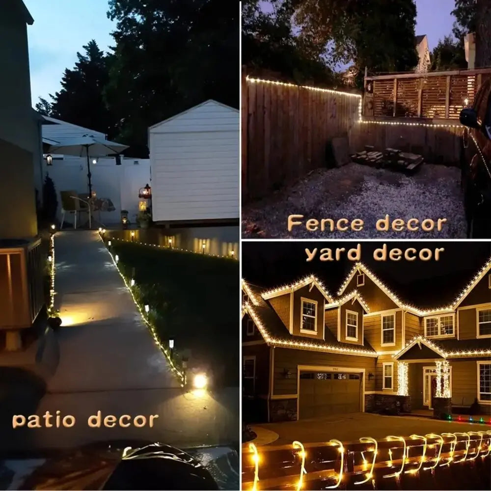 Outdoor Solar Tube Rope Led Light Christmas Garden Decoration Fairy String Lights 22M/12M/7M Wedding Party Led Garland Lamp