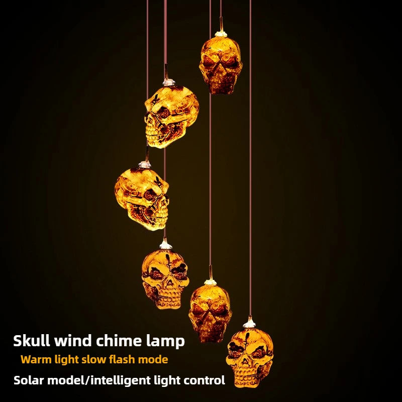 Solar Halloween String Lights Skull Ghost Pumpkin Heads Horror Outdoor Decor for Garden Yard Patio Haunted House Display