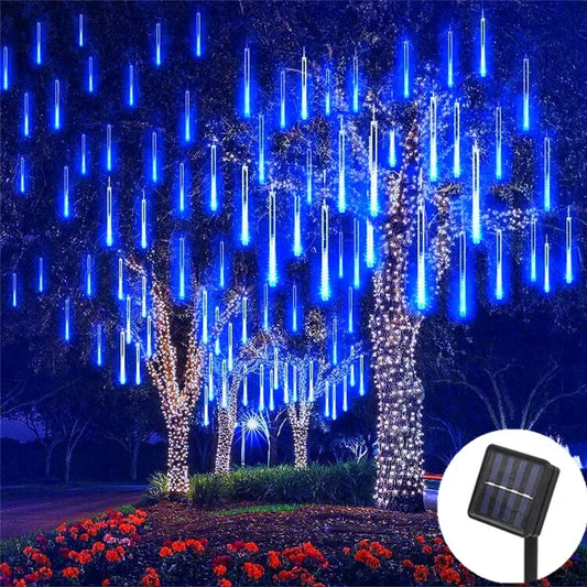 Solar LED String Lights 30CM Meteor Shower Fairy Garland Outdoor Garden Street Lamp Christmas Tree Decorations