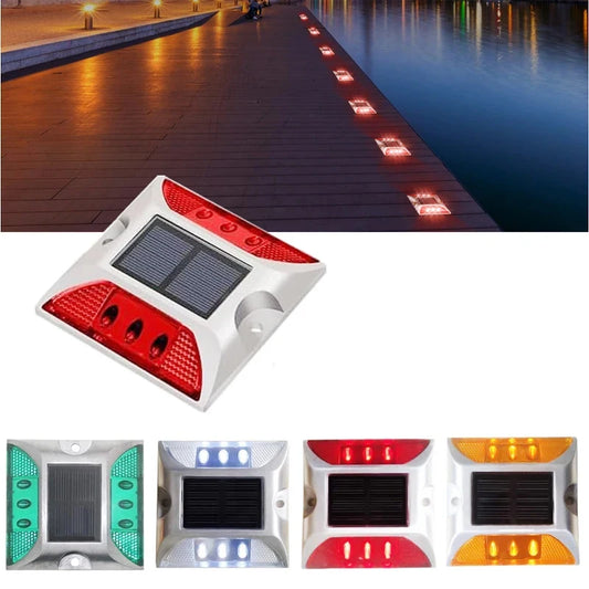 Solar Raised Pavement Marker High Brightness IP68 Waterproof Reflective Road Marker Solar Driveway Dock Light Sidewalk Stair
