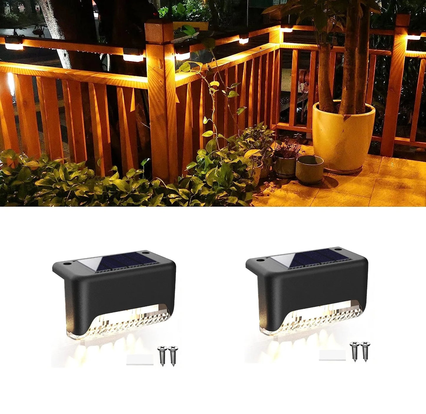 Solar Deck Lights 1-12 Pack Outdoor Step Lights Waterproof Led Solar Lights for Railing Stairs Step Fence Yard Patio and Pathway