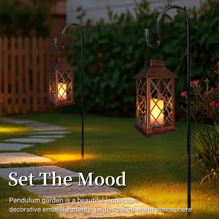 New Solar Palace Lantern Outdoor Solar Lights Lawn Landscape Hanging Atmosphere Candle Lamp Waterproof Floor Yard Garden Decor