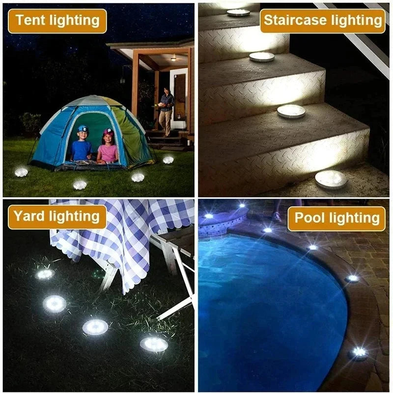 Solar LED Floor Lamp 8LED Outdoor Lawn Light Waterproof Underground Lamps for Lawn Decoration Garden Terrace Courtyard