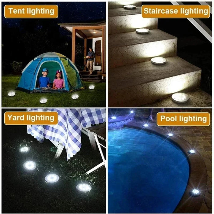 Solar LED Floor Lamp 8LED Outdoor Lawn Light Waterproof Underground Lamps for Lawn Decoration Garden Terrace Courtyard