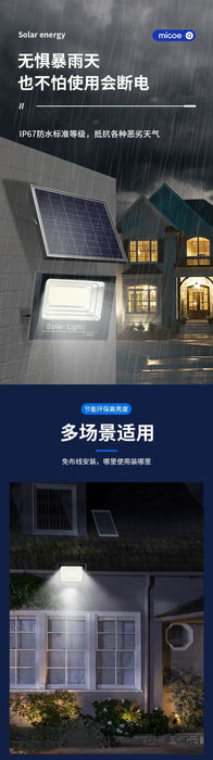 Solar Flood Lights with Remote Control, IP67 Waterproof Adjustable Spotlight for Villa & Street Lighting