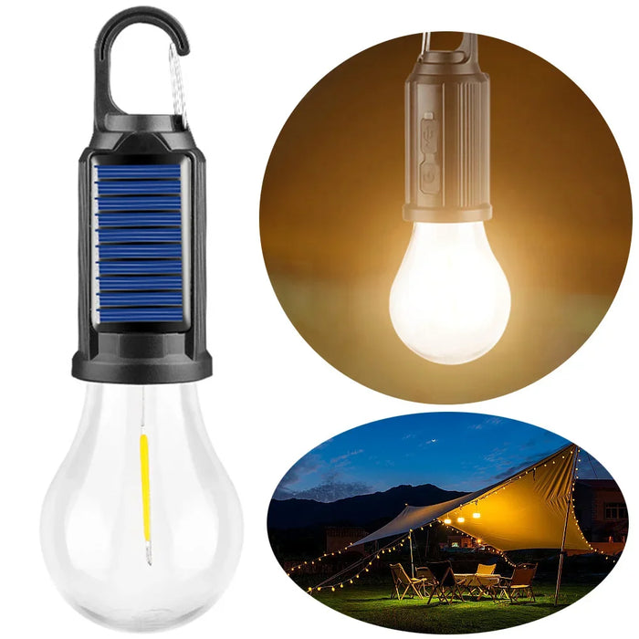 Solar Powered LED Camping Lamp USB Charging LED Lighting Lantern Waterproof Portable Handheld Lamp 100LM for Outdoor BBQ Camping