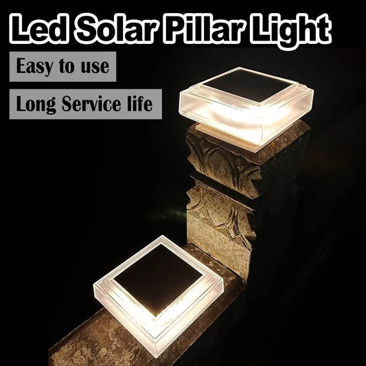 Led Solar Post Light Warm Pillar Lamp Rechargeable Outdoor With Lamps Landscape Garten Floor Panel Drop Lampe Powered Decoration