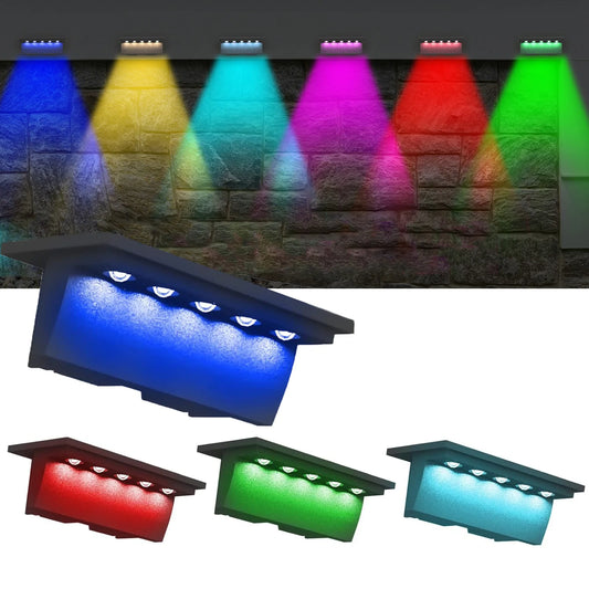 4pcs Solar Deck Lights Outdoor Stairs Fence Yard Patio Step Lamp Waterproof Led RGB Garden Terrace Guardrail Pathway Solar Light