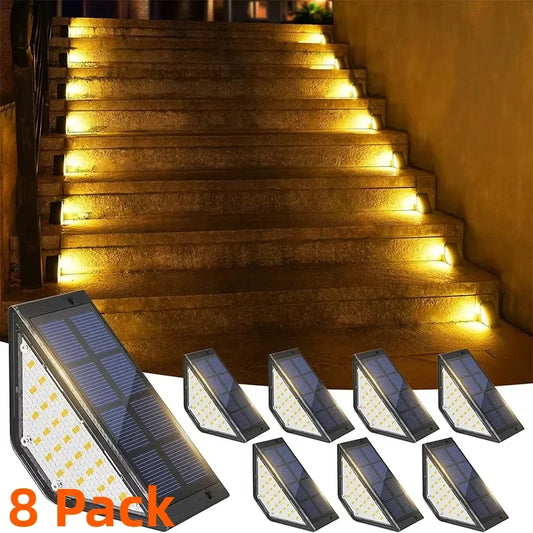 Solar Deck Lights Fence Light Outdoor Step Lights Waterproof Solar Lights for Railing Stairs Step Fence Yard Patio and Pathway