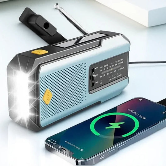 2000mAh Emergency Radio Solar Hand Crank AM FM WB NOAA Weather Global Receiver LED Flashlight SOS Alarm Power Bank